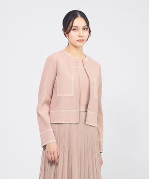 EPOCA エポカ ニット コート サイズ40 ウール モヘヤ 襟ジップ 朱色 トリミングニット ジップアップジャケット(トップス)｜EPOCA(エポカ)の