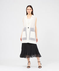 EPOCA エポカ バックメッシュ ロングジレ ロングベスト ホワイト 40 La maglia estate】 メッシュニットロングジレ(ベスト)｜EPOCA(エポカ