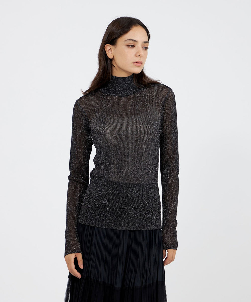 mame新品 螺鈿シアーニットハイネック 未使用 mame kurogouchi マメ シアー ハイネックネック トップス 螺鈿