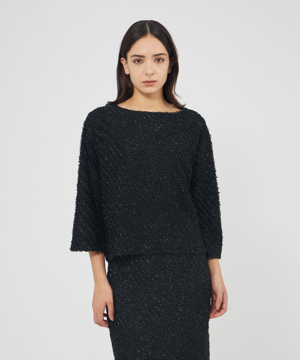 BELLMORE ベルモア エンブレムロングスリーブブイネックニット