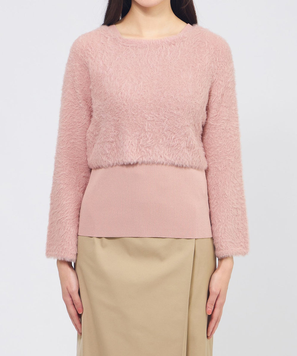 EPOCA エポカ　ニットコート　くすみピンクミックス　38 日本製 へアリーレイヤードニット(トップス)｜EPOCA(エポカ)のファッション