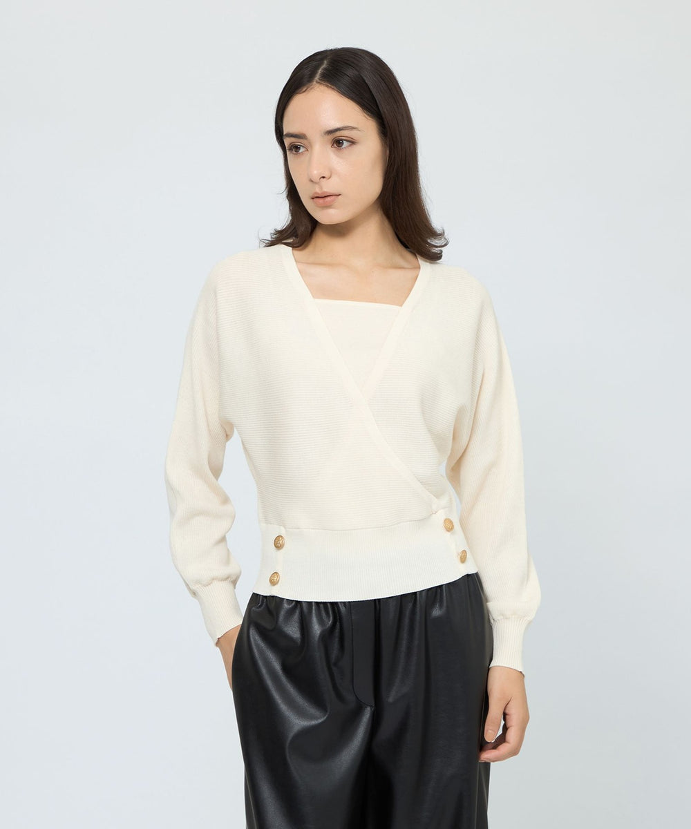 WEB＆一部店舗限定】 ウォッシャブルウール カシュクールリブニット