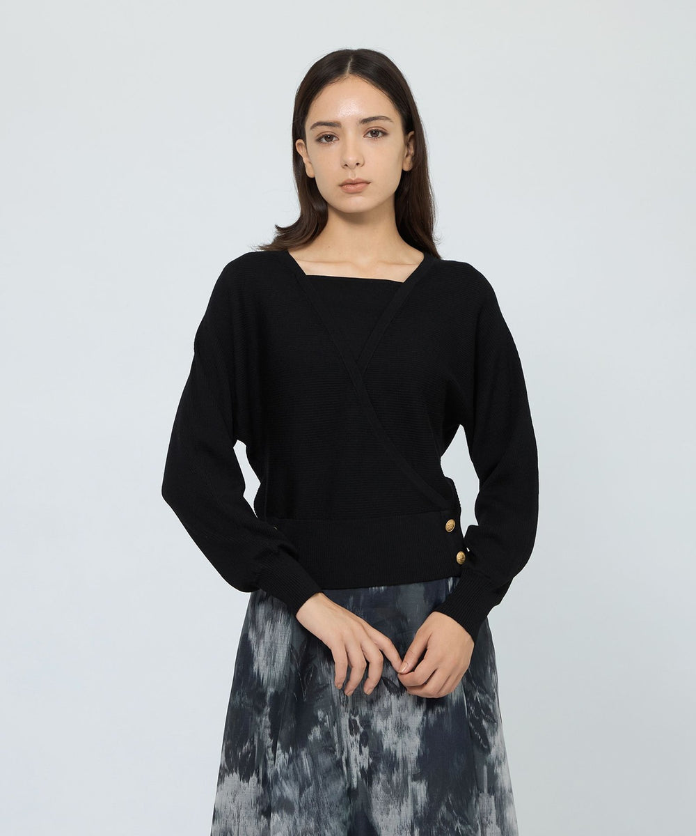 WEB＆一部店舗限定】 ウォッシャブルウール カシュクールリブニット