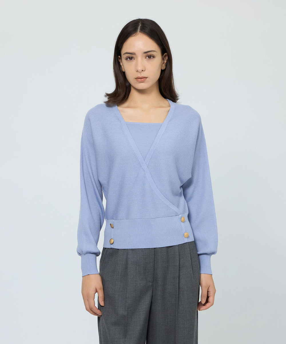WEB＆一部店舗限定】 ウォッシャブルウール カシュクールリブニット