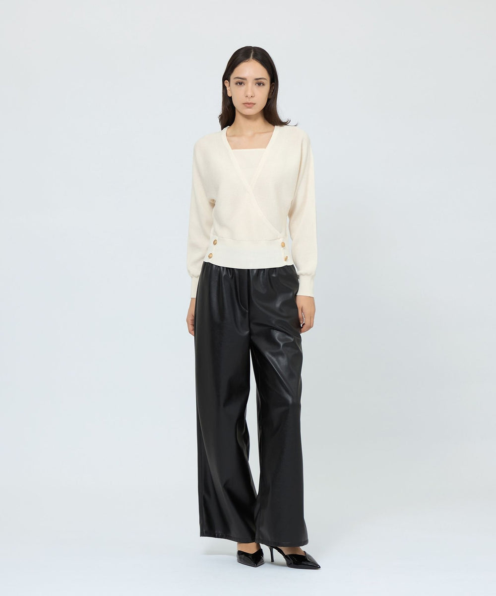 WEB＆一部店舗限定】 ウォッシャブルウール カシュクールリブニット