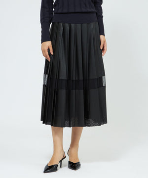 パンチングシンセティックレザー プリーツスカート(スカート