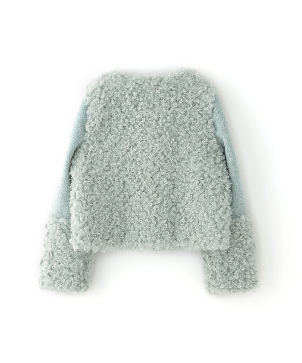 美品　EPOCA エポカ　ファー　羊毛　ニット　ジャケット EPOCA】エポカ ファー付きニットジャケット ブラウン 40L 高級感 上品