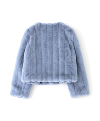 lemonpletファーショートコート ホワイト×ブルー LEMONPLET】エコファーショートジャケット《WEB＆EPOCA THE SHOP店舗