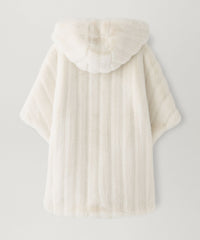 Lemonplet レモンプレット　エコファーフーデッドポンチョ　ホワイト LEMONPLET】エコファーフーデッドポンチョ《WEB＆EPOCA THE SHOP店舗