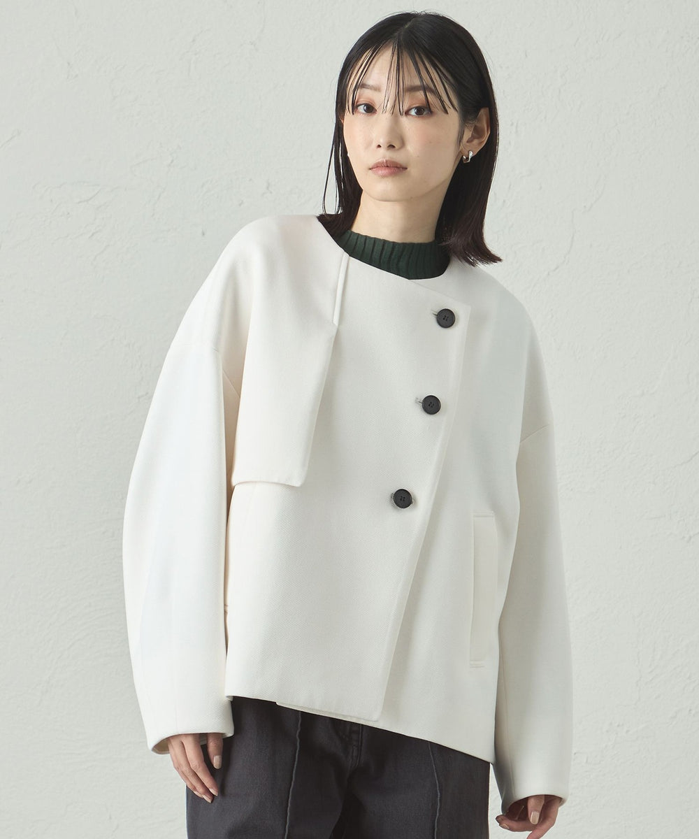 【新品未使用】ANAY ショートコート　白38 セール】 ノーカラーショート コート （その他アウター）｜ANY SIS