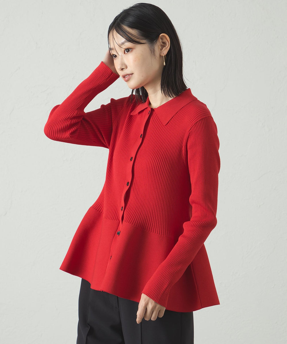 新品　ペプラムデザイン長袖ニットトップス 赤 新品 ペプラムデザイン長袖ニットトップス 赤 楽天市場】ペプラム