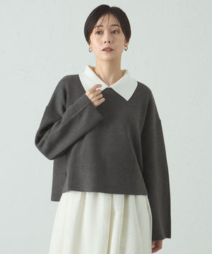 1枚で着映える】ビックボーダークロップドニット(トップス)｜CAST