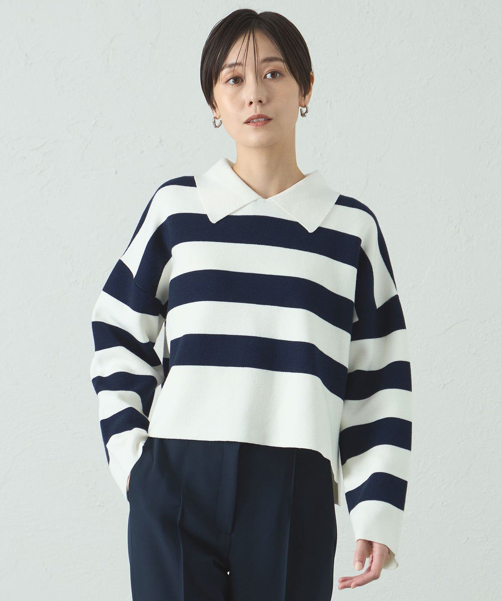 1枚で着映える】ビックボーダークロップドニット(トップス)｜CAST