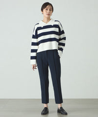 ■新品■■表裏同じ形のクロップドニットTシャツ 1枚で着映える】ビックボーダークロップドニット(トップス)｜CAST