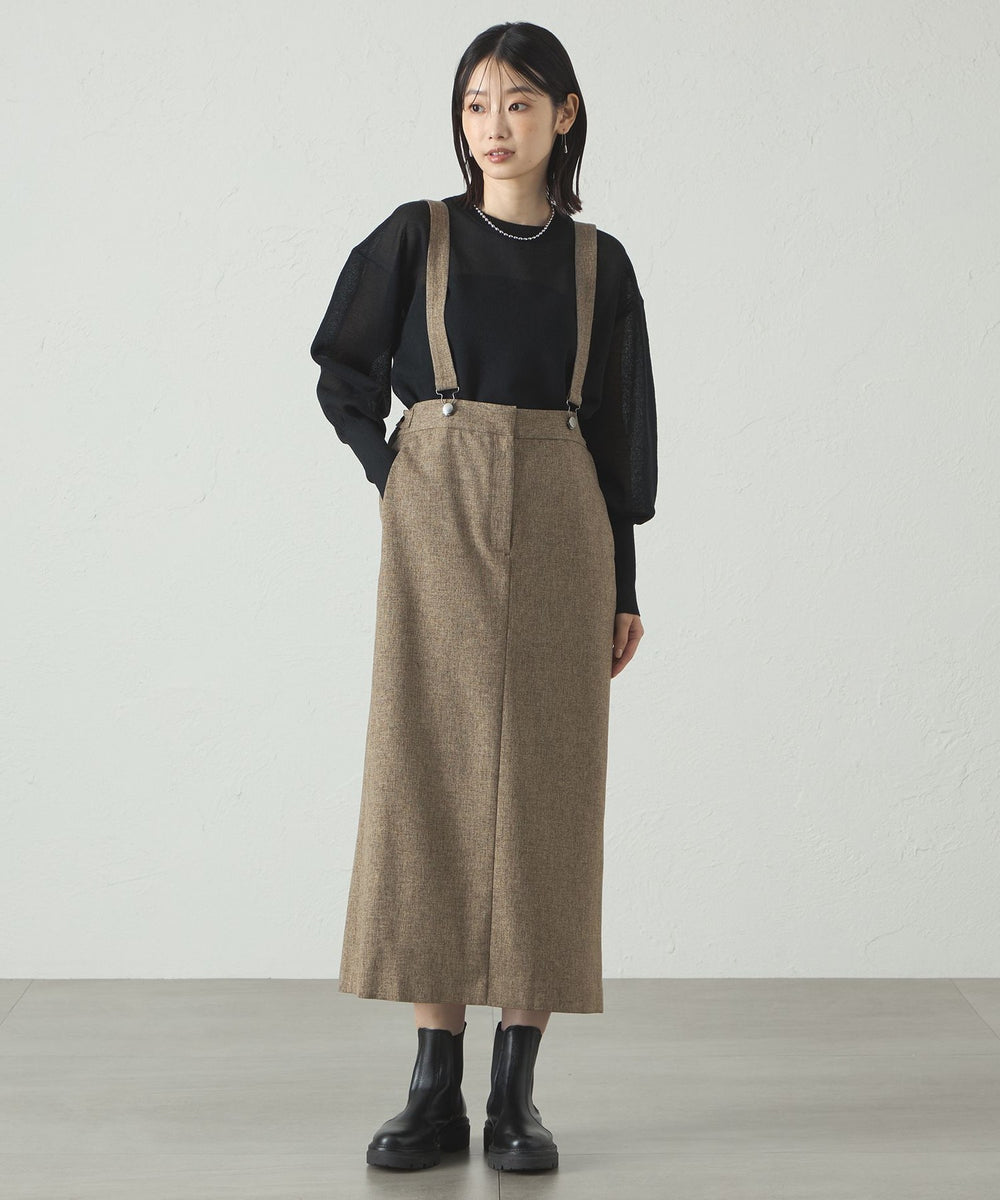 mybeautifullandlet 16-17AW フードサスペンダー 着回し抜群】サスペンダータイトスカート(スカート)｜CAST:(キャスト