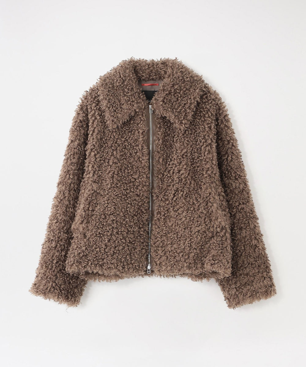 【美品】 高級 毛皮 ファー ブルゾン カルガンラム ラクーン ブラウン L UNISEX】カルガンラムライクファーブルゾン(ブルゾン)｜LOVELESS