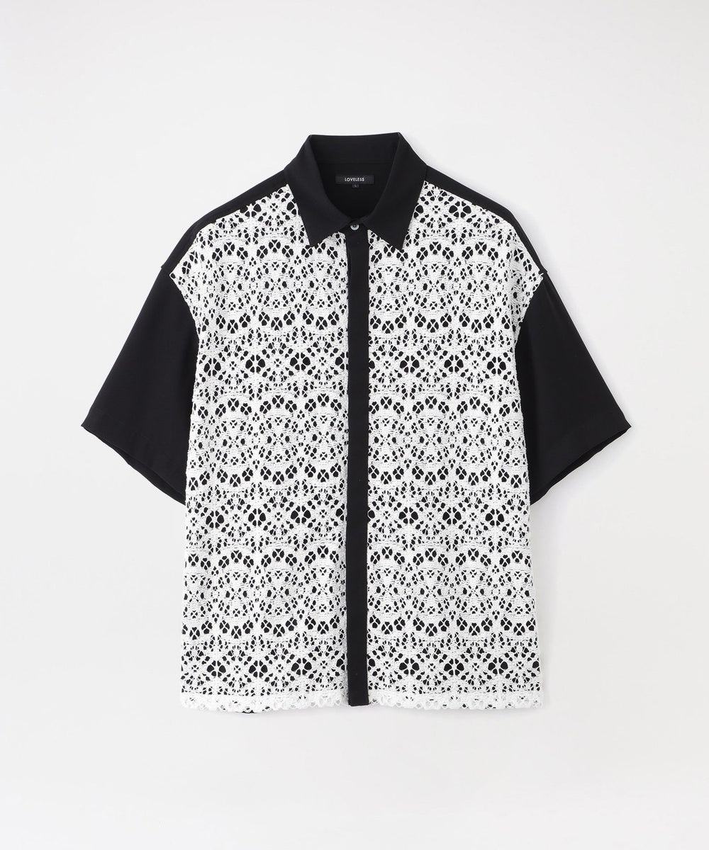 05ssラフシモンズ スリーブレス TシャツTEXAS PIECES 白黒 46 クロシェレースショートスリーブシャツ(トップス)｜LOVELESS(ラブレス
