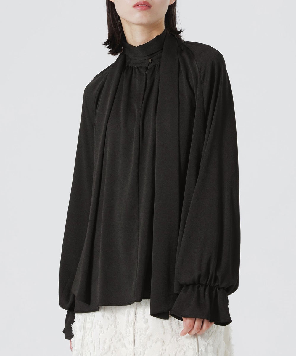 ボウ付き2WAYサテンBL TOMORROWLAND｜コットンシルクサテン 2-wayボウタイブラウス