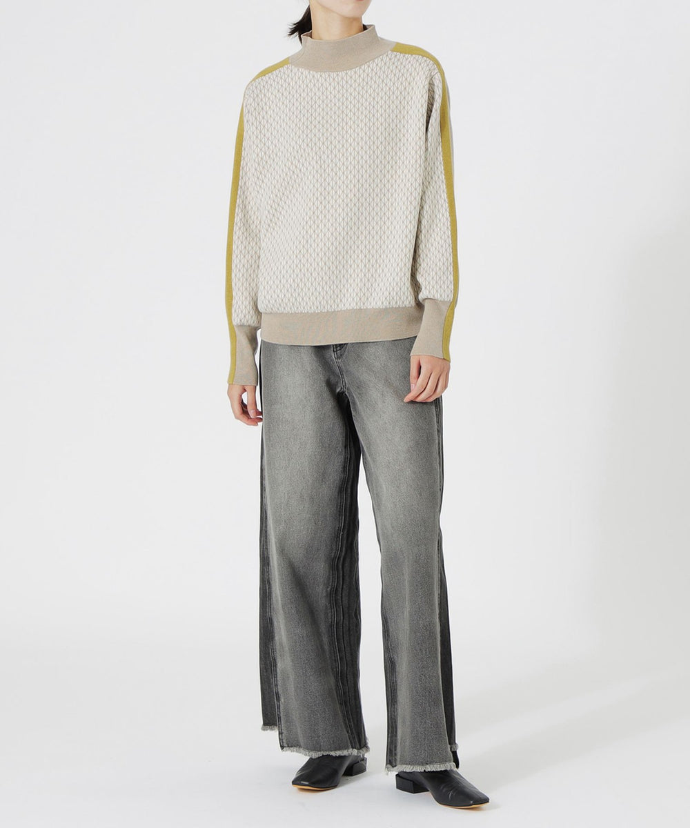 någonstans ニット 長袖 イエロー グレー någonstans ニット 長袖 イエロー グレー