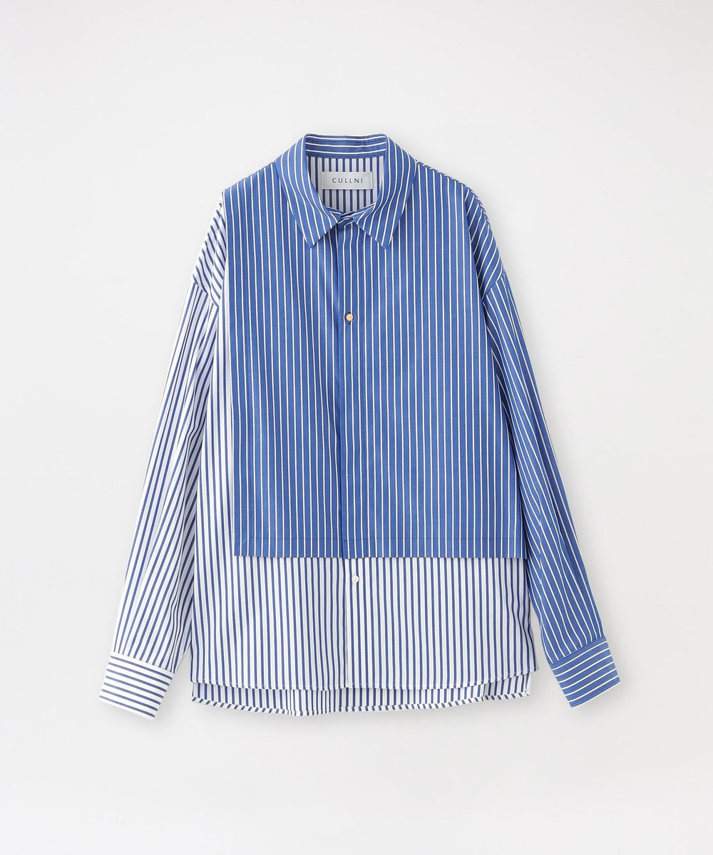 【CULLNI】ストライプシャツ Asymmetrical Cotton Stripe Shirt 23-AW-013C