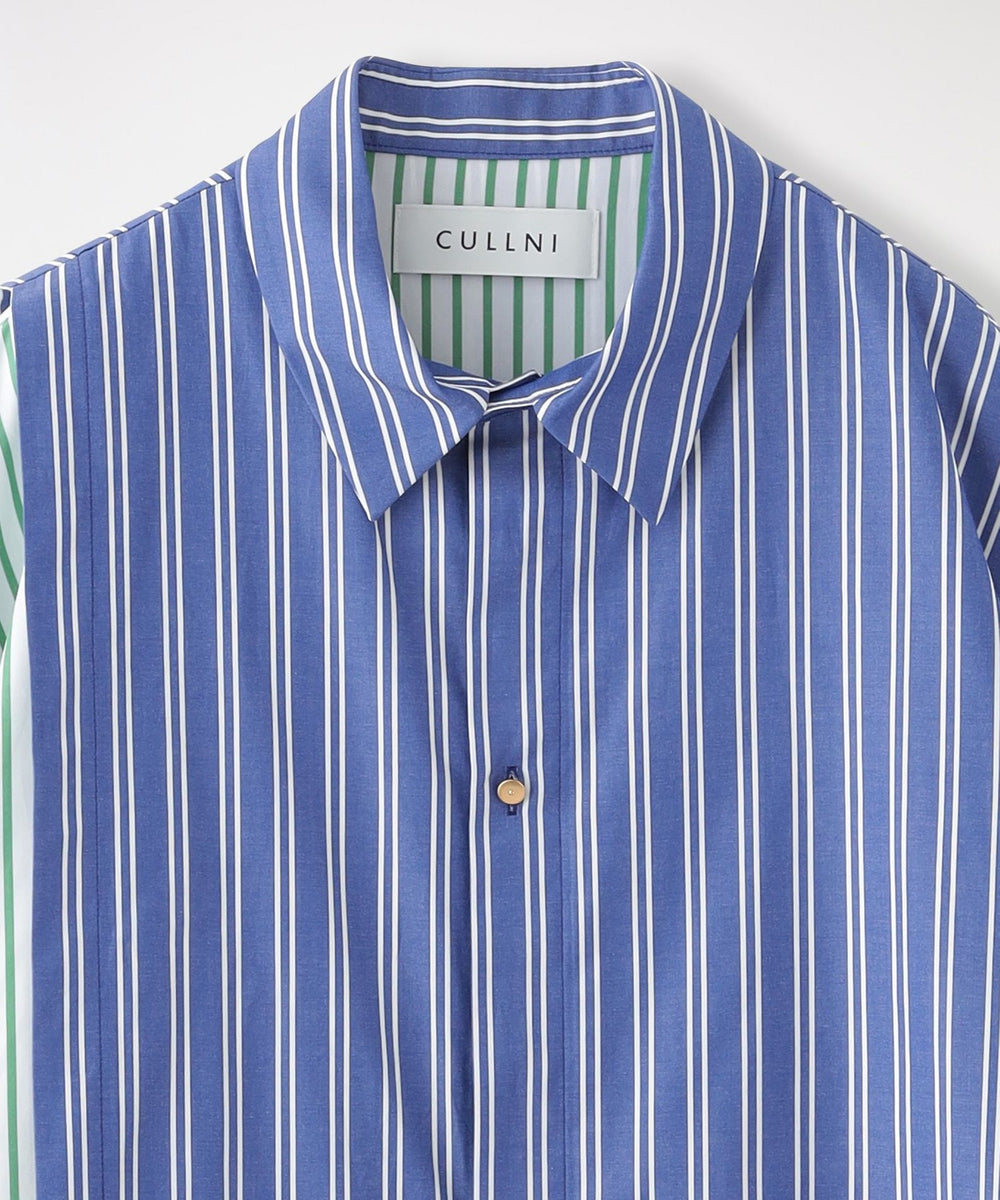 CULLNI】ストライプシャツ Asymmetrical Cotton Stripe Shirt 23-AW