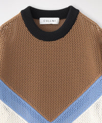 CULLNI/クルニ】ニット Bi Color Mesh Knit Short Sleeve