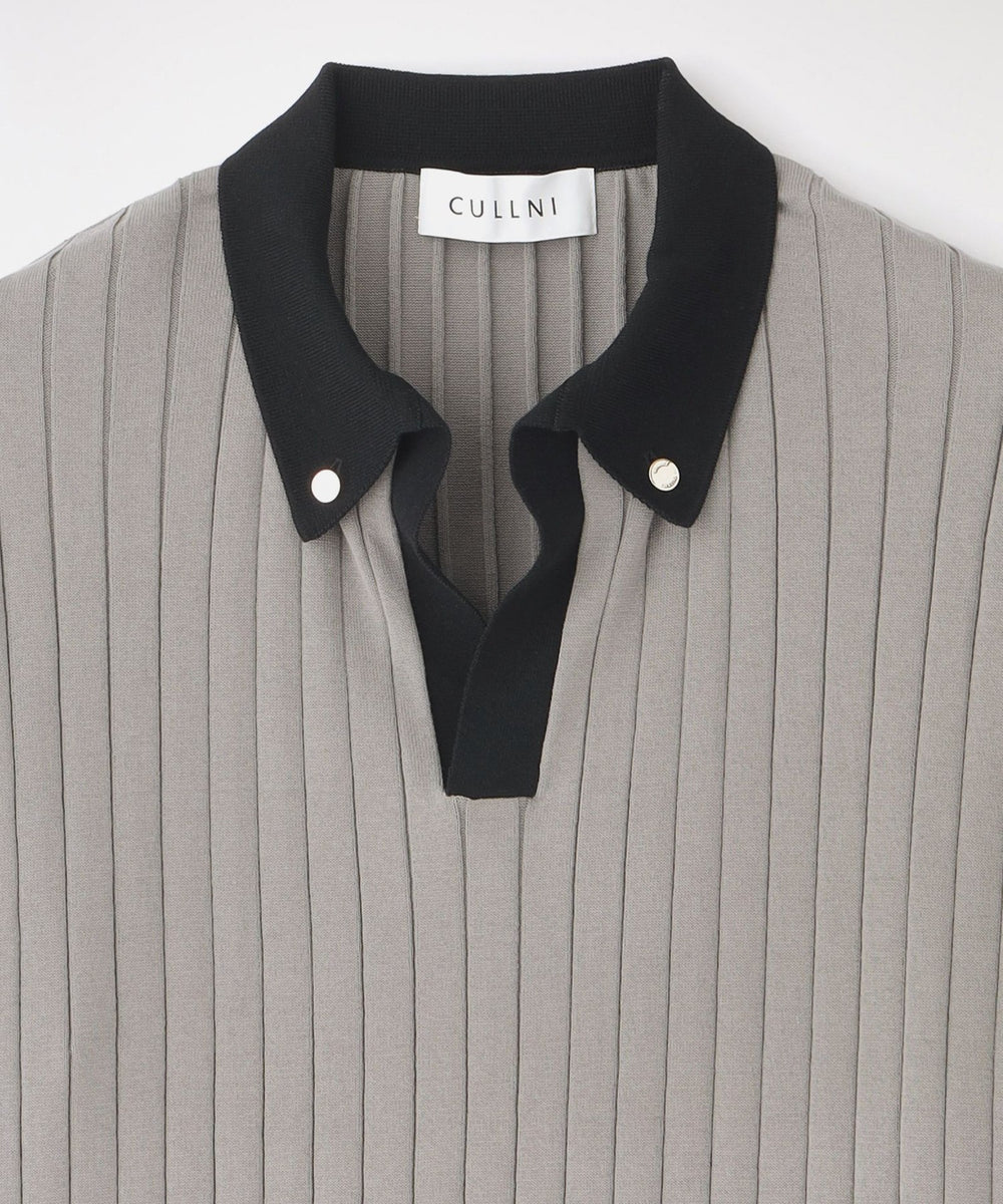 CULLNI〔クルニ〕ニットポロ CULLNI/クルニ】ニット Wide Rib Skipper Collar Short Sleeve Knit 26