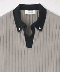 CULLNI〔クルニ〕ニットポロ CULLNI/クルニ】ニット Wide Rib Skipper Collar Short Sleeve Knit 26