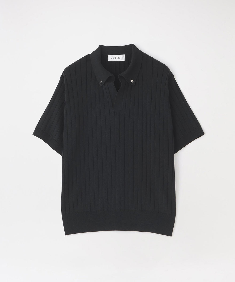 CULLNI〔クルニ〕ニットポロ CULLNI/クルニ】ニット Wide Rib Skipper Collar Short Sleeve Knit 26