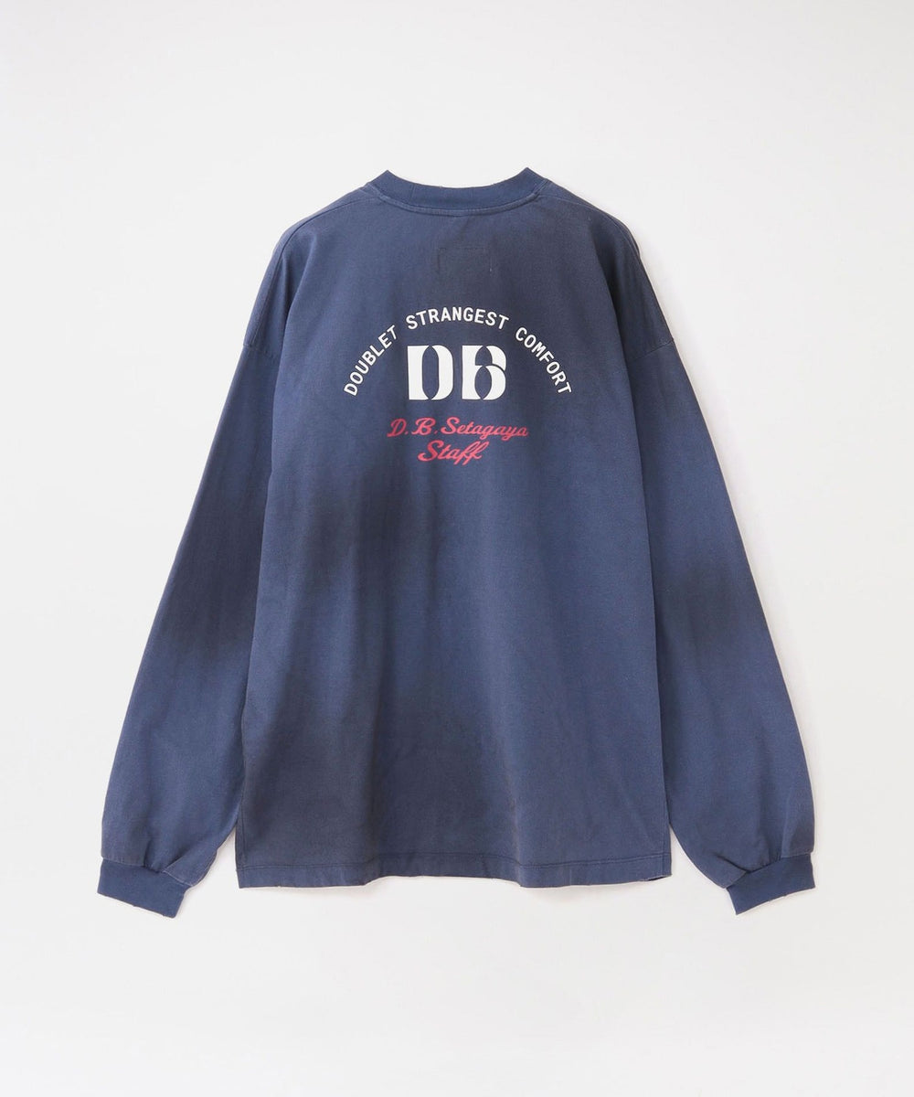 DOUBLET ブラック My Friend 長袖Tシャツ doublet(ダブレット) T SHIRT WITH MY FRIEND BLACKユーズド加工T