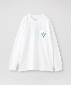 South2 West8】ロングスリーブ L/S Round Pocket Tee -Circle Horn