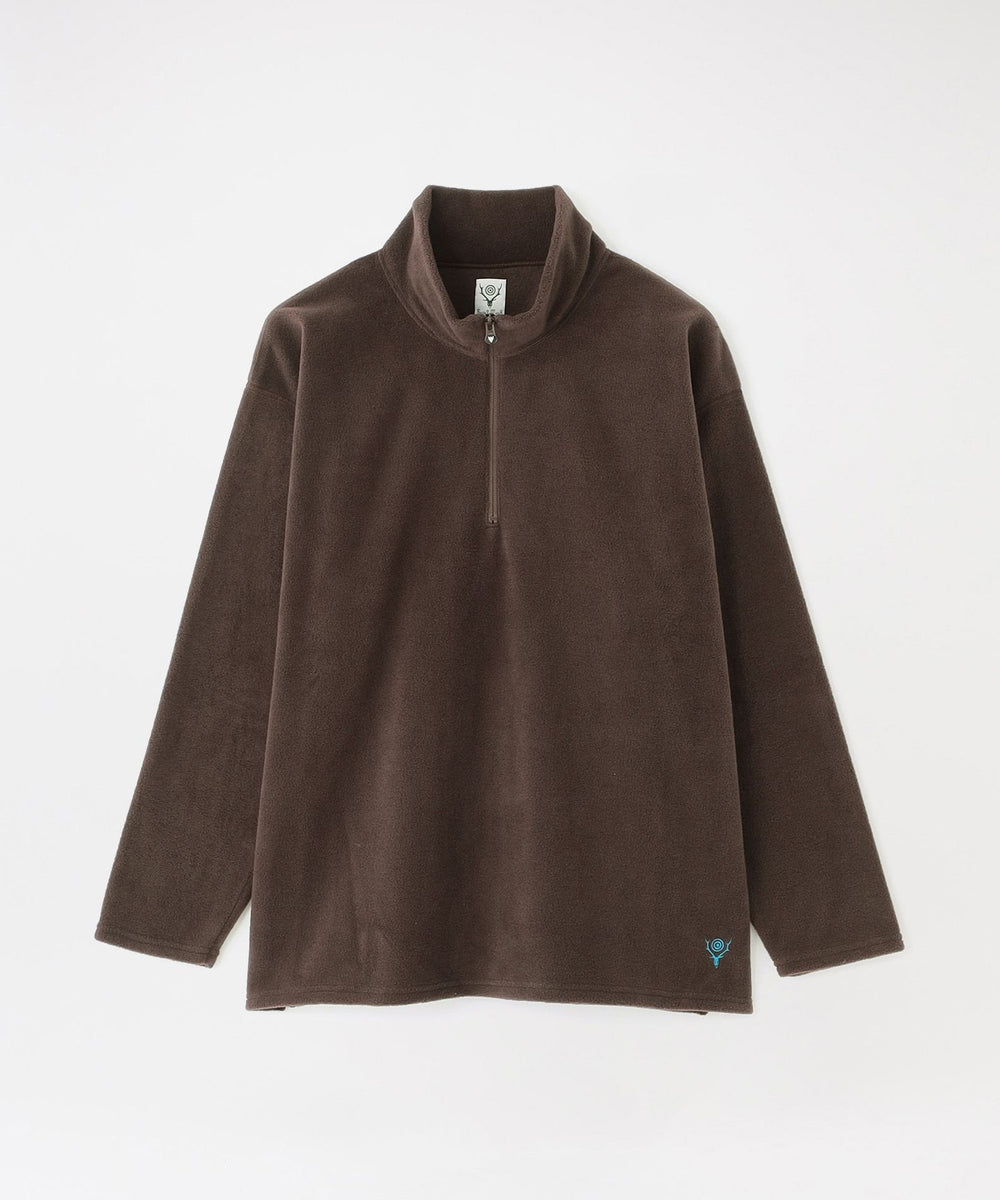 salsation Tshirt with split ダークブラウン South2 West8/サウスツーウエストエイト】ハーフジップシャツ Half