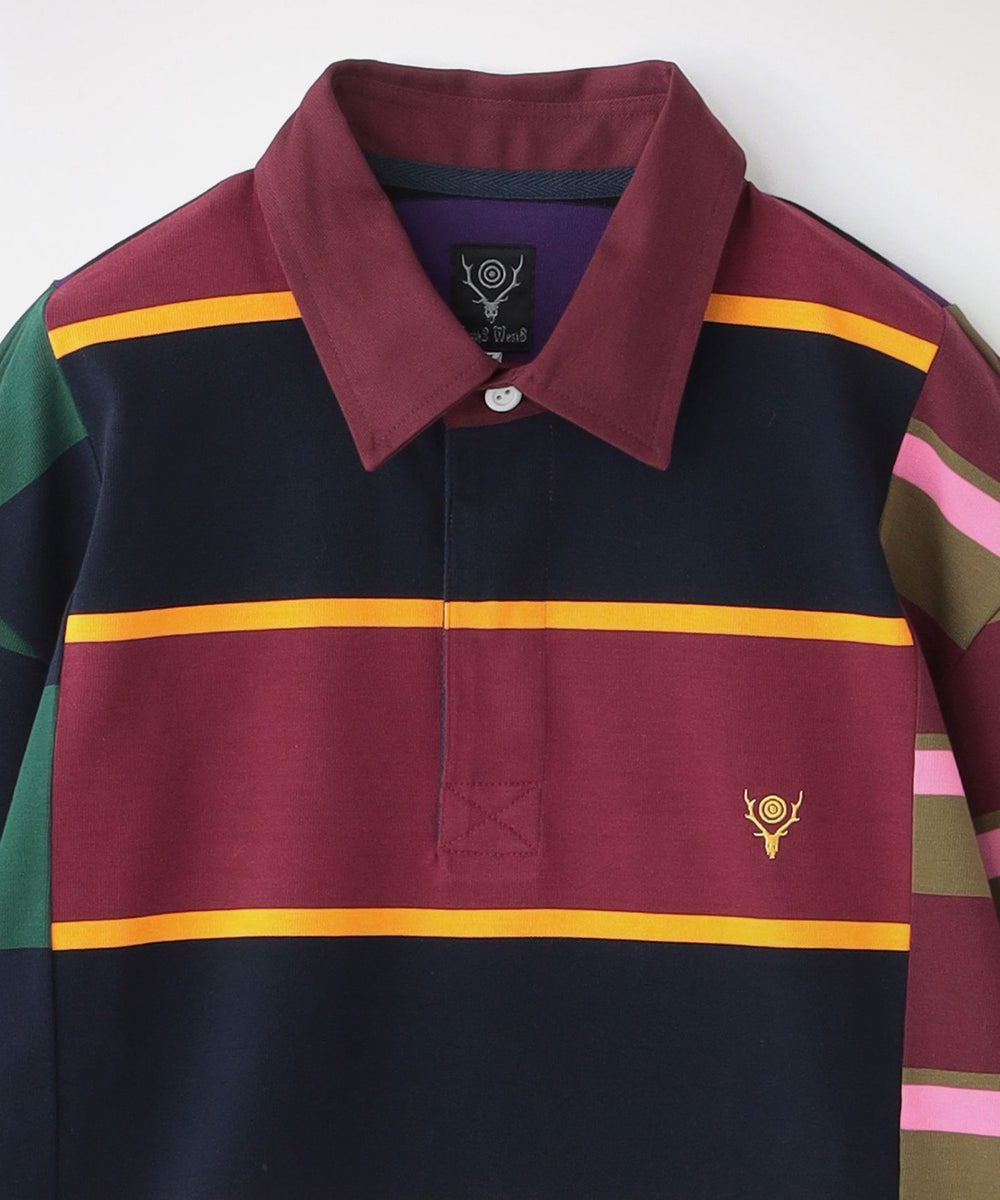 【美品】open Yy　オープンワイワイポロシャツ　ラガーシャツ OPEN YY オープン ワイワイ FW25 STRIPE TRIM RUGBY SHIRT / CHA