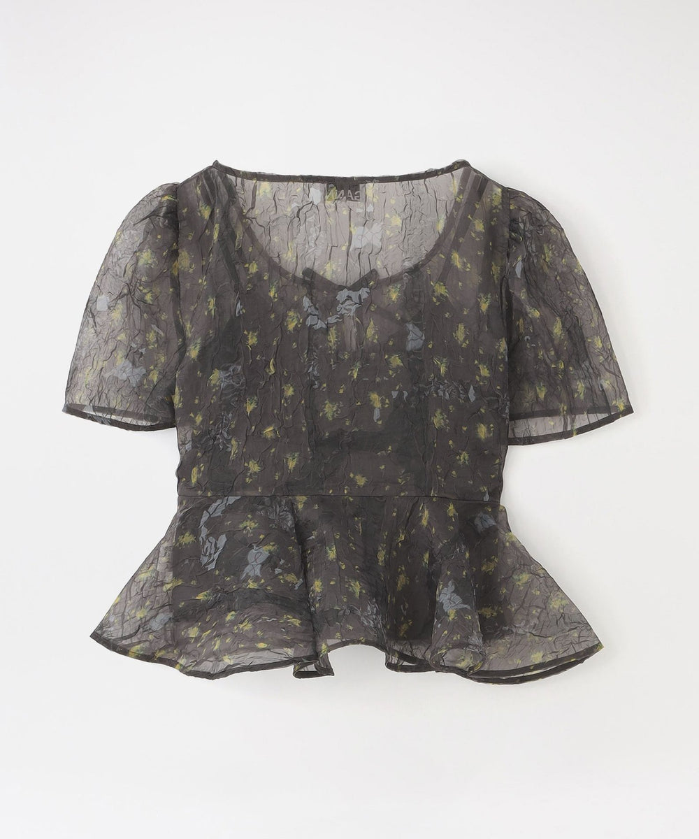 GANNI/ガニー】ブラウス Printed Shibori Organza Sun Cut Peplum