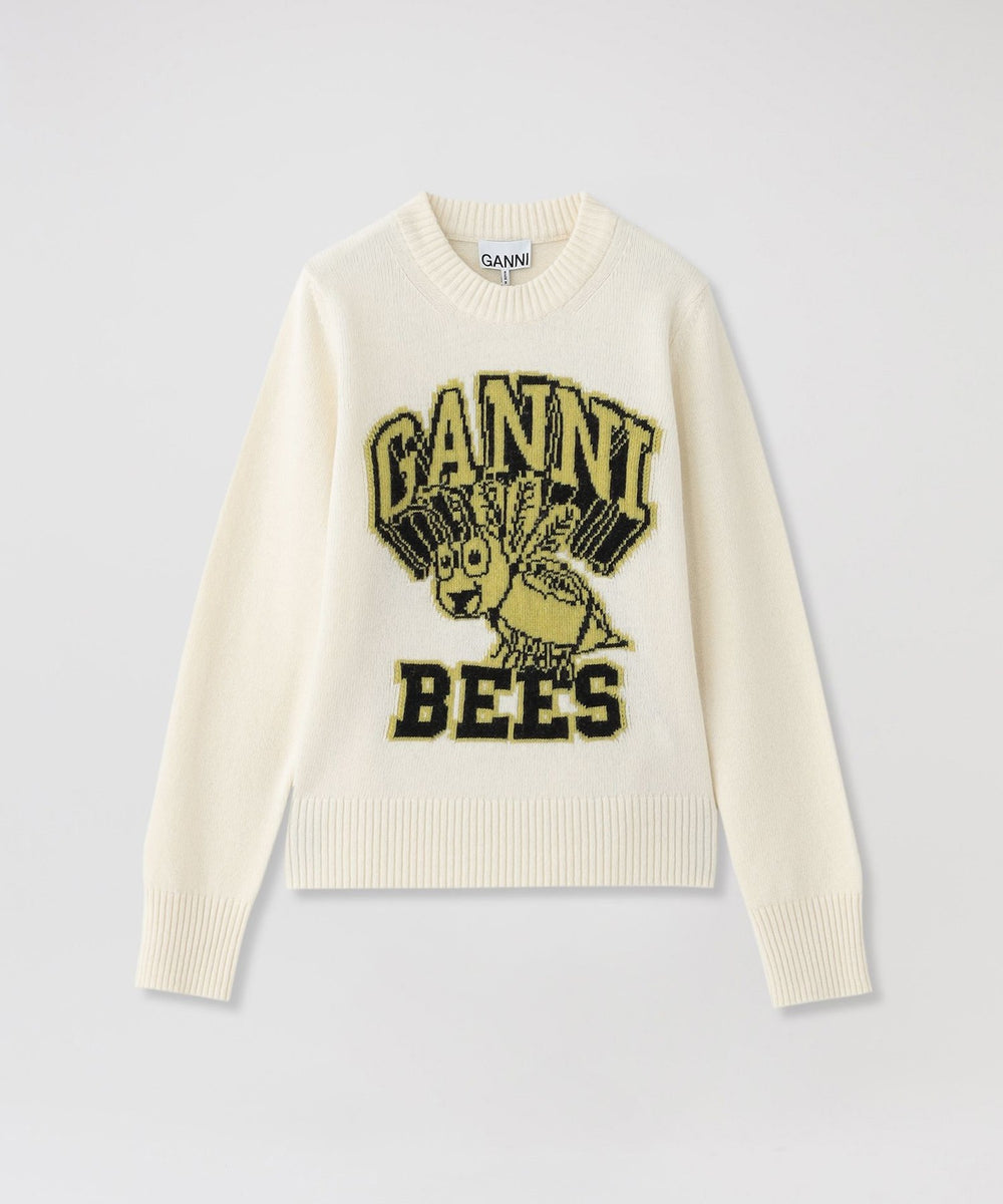 GANNI】ニット Graphic O-neck Pullover Bees K1967(トップス