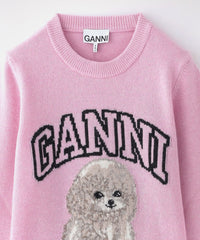 GANNI 犬とハート刺繍ニット GANNI/ガニー】ニット Graphic Wool Mix Poodle Crewneck K2499