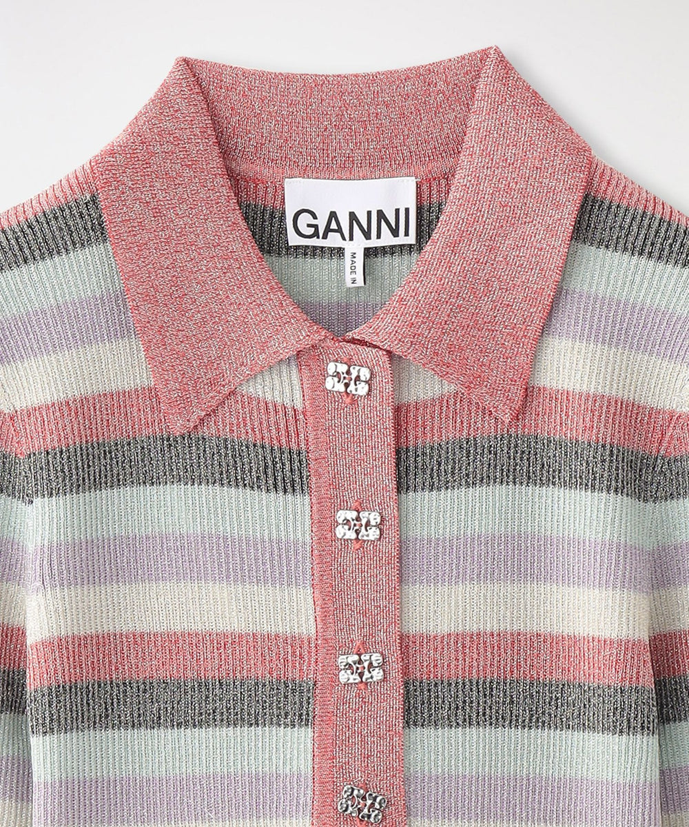 GANNI/ガニー】ポロシャツ Light Sparkle Rib Polo K2480