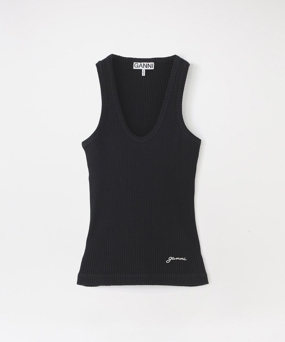 GANNI/ガニー】タンクトップ Heavy Cotton Rib Tank Top A1050166