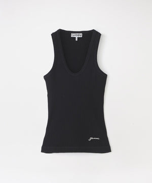 GANNI/ガニー】タンクトップ Heavy Cotton Rib Tank Top A1050166