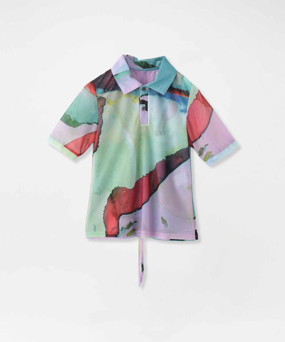 TARO HORIUCHI/タロウ ホリウチ】シアーポロ Print Sheer Polo Top