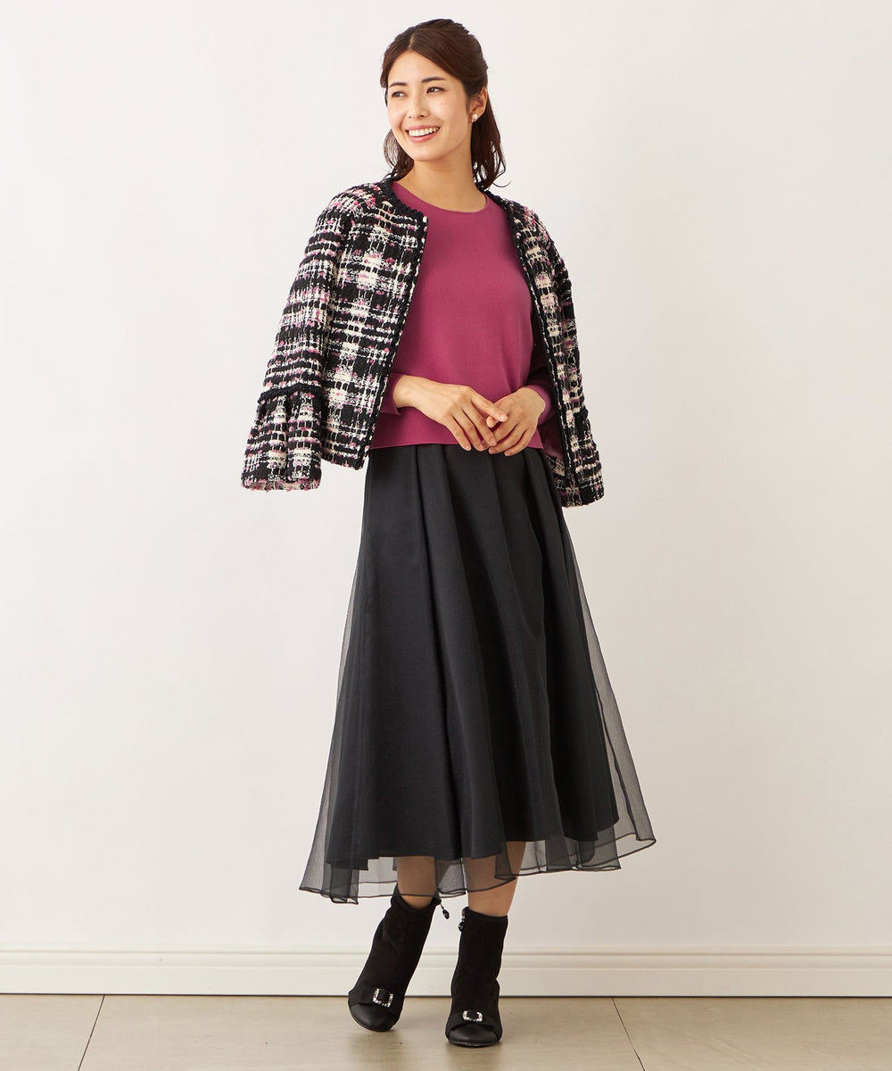 TO BE CHIC ツイードジャケット&スカート TO BE CHIC｜ファンシーツイード ノーカラージャケット