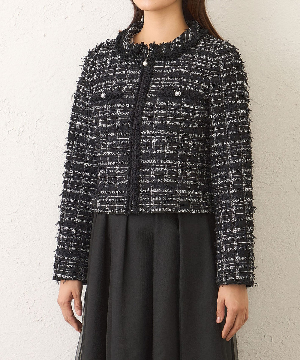 【美品】トゥービーシック ツイードジャケット セットアップ 42 TO BE CHIC 「TO CHIC」 ツイードジャケット 42 ホワイト