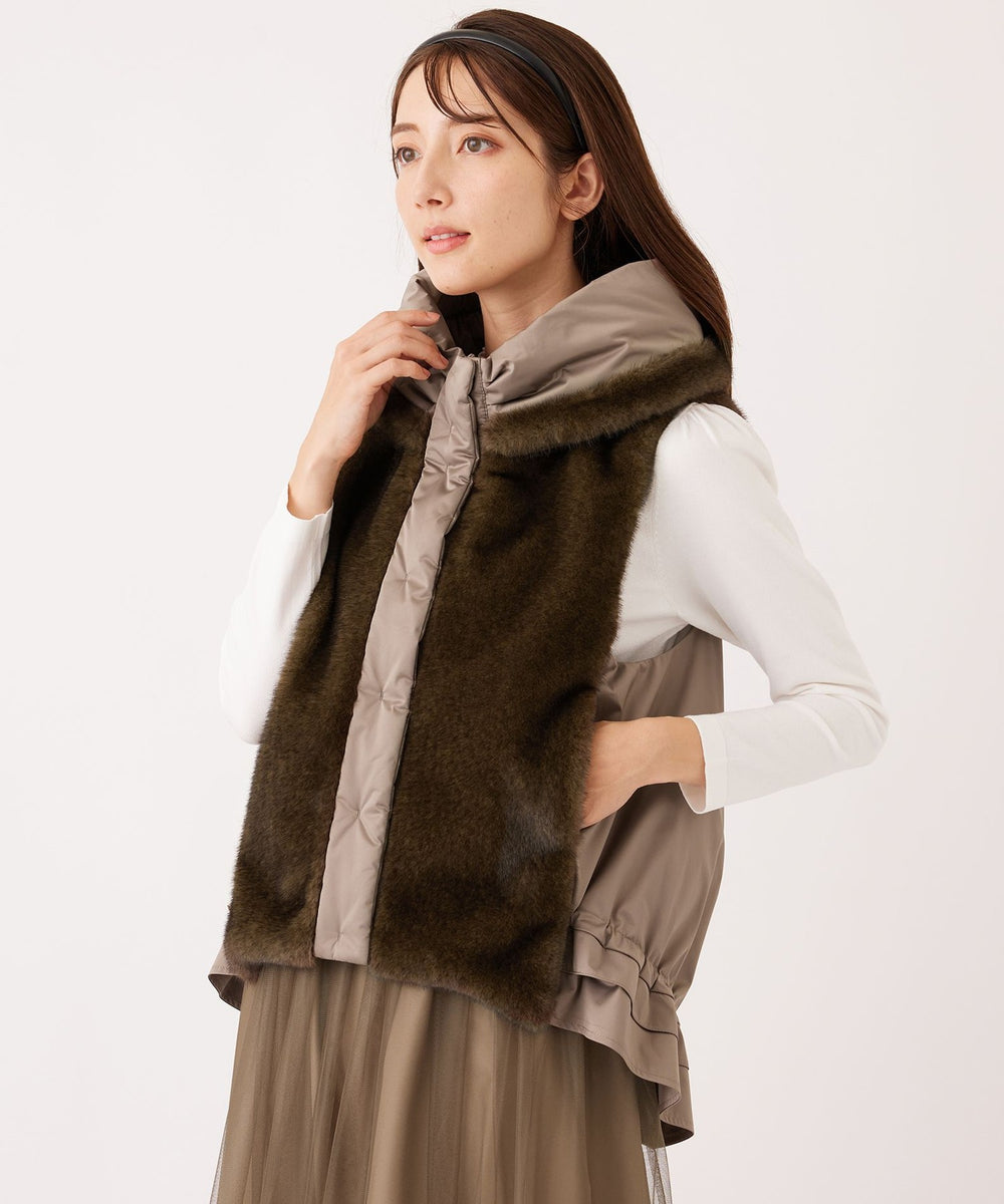 TO BE CHIC◆ダウンベスト◆トゥービーシック◆フリルジレ フェイクファー ドッキングジレ(ベスト)｜TO BE CHIC(トゥー ビー