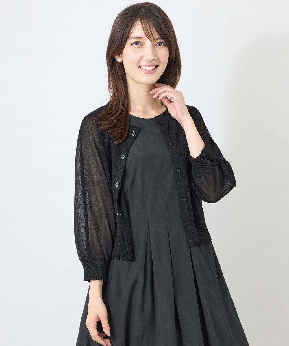 シアーギャザースリーブ カーディガン(トップス)｜TO BE CHIC(トゥー