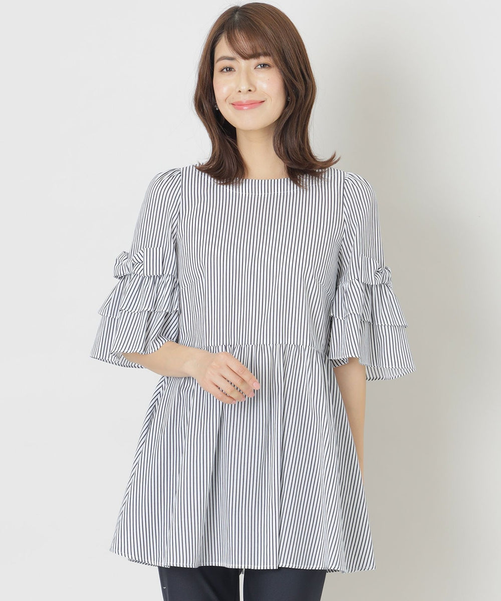 カラミストライプ チュニックブラウス(トップス)｜TO BE CHIC(トゥービーシック)のファッション通販 - SANYO ONLINE  STORE｜三陽商会