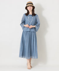 デニムプリント フリルボートネックブラウス(トップス)｜TO BE CHIC
