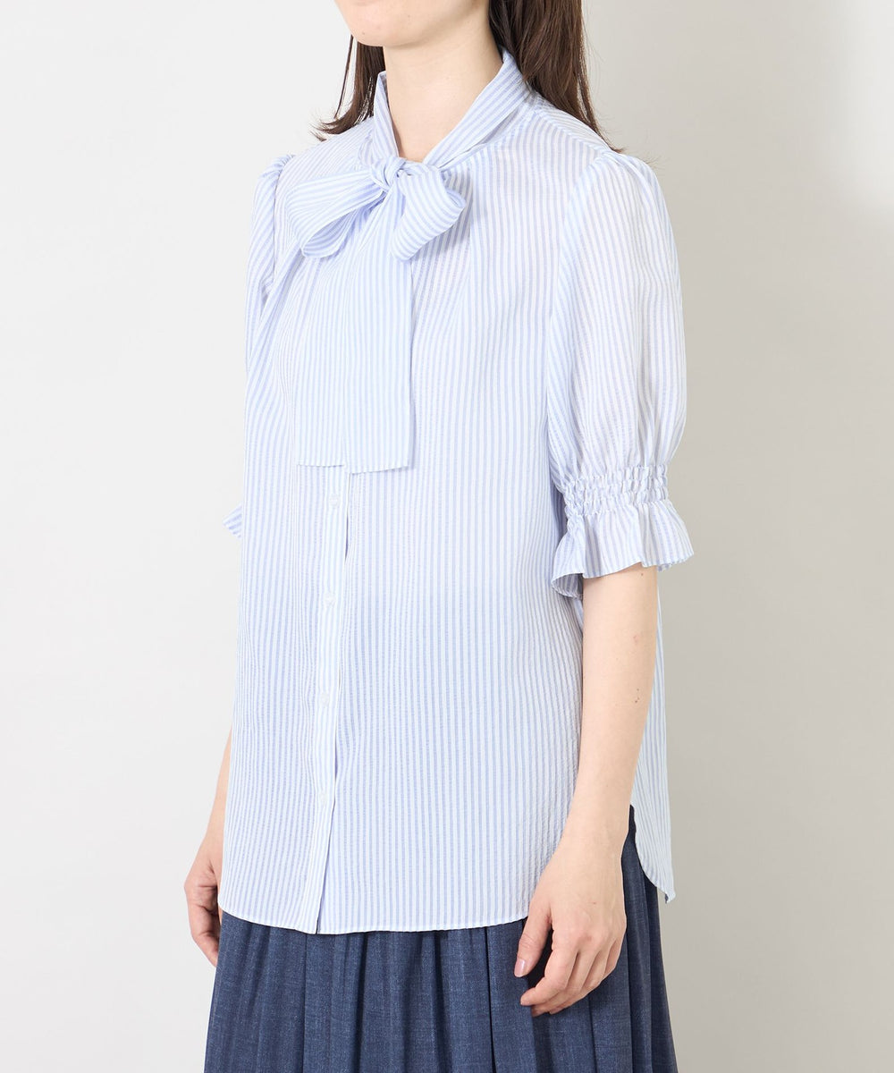シルキーサッカー ボウタイブラウス(トップス)｜TO BE CHIC(トゥー
