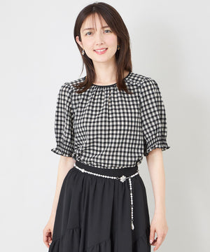 シアーギンガム フロントギャザーブラウス(トップス)｜TO BE CHIC