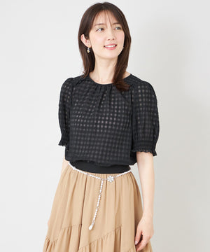シアーギンガム フロントギャザーブラウス(トップス)｜TO BE CHIC