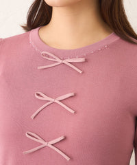 23AW トゥービーシック ニットチュニック ビジュー リボン フリル 40 23AW トゥービーシック ニットチュニック ビジュー リボン